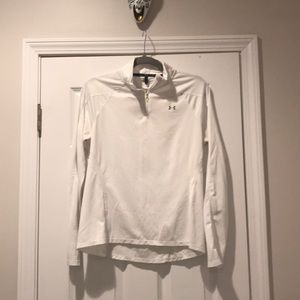 Under Armour - white half zip, heat gear, Large